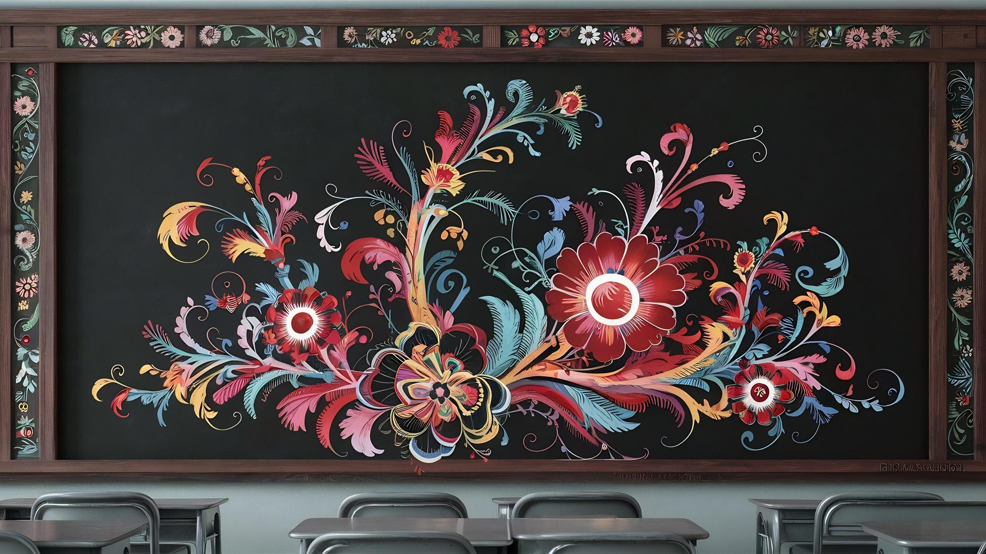 duży haftowany panel roślinny